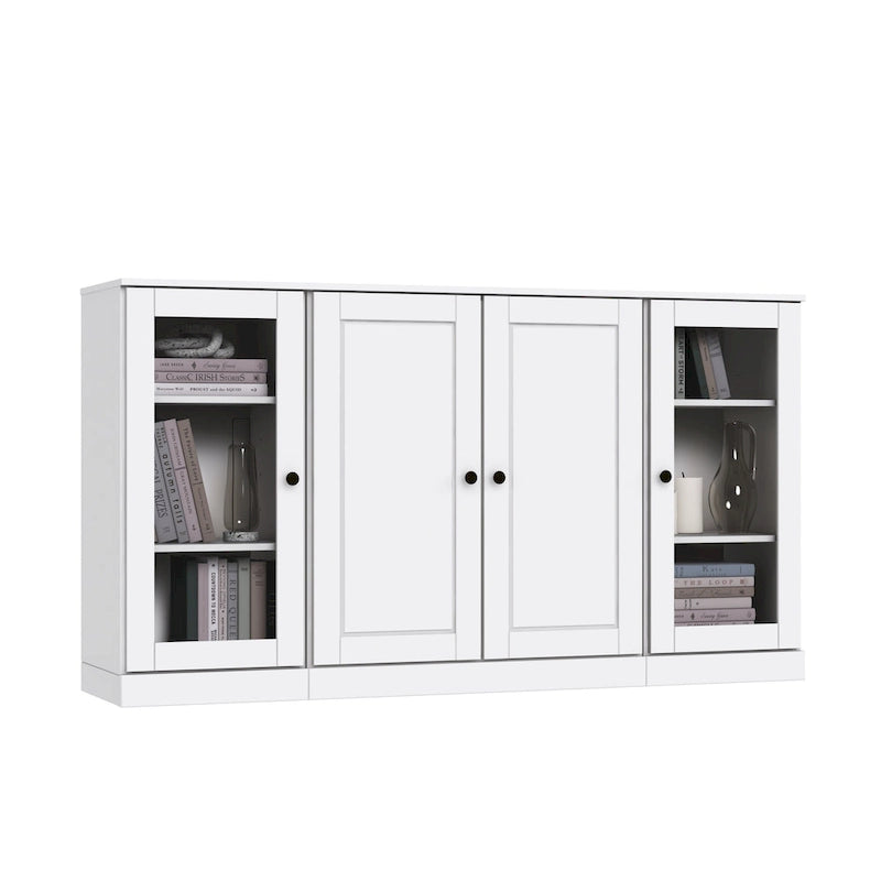 Buffet 100 % bois massif 65 avec portes en verre clair, dépoli ou en bois massif de Palace Imports