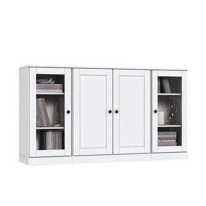 Buffet 100 % bois massif 65 avec portes en verre clair, dépoli ou en bois massif de Palace Imports