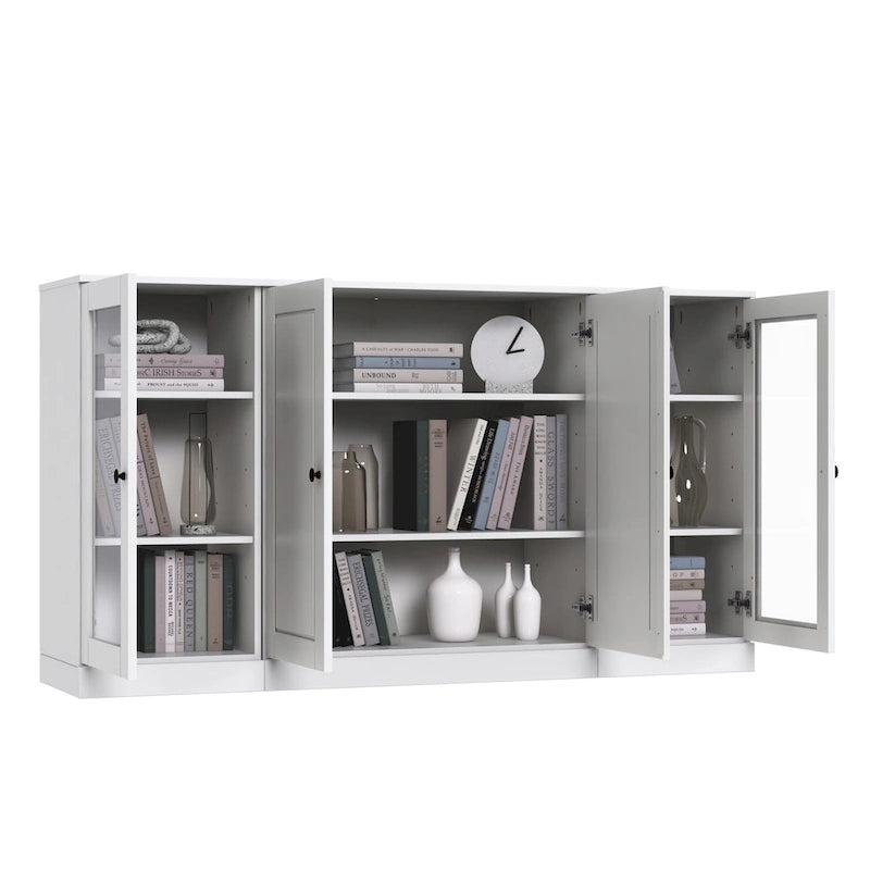 Buffet 100 % bois massif 65 avec portes en verre clair, dépoli ou en bois massif de Palace Imports