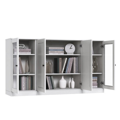 Buffet 100 % bois massif 65 avec portes en verre clair, dépoli ou en bois massif de Palace Imports