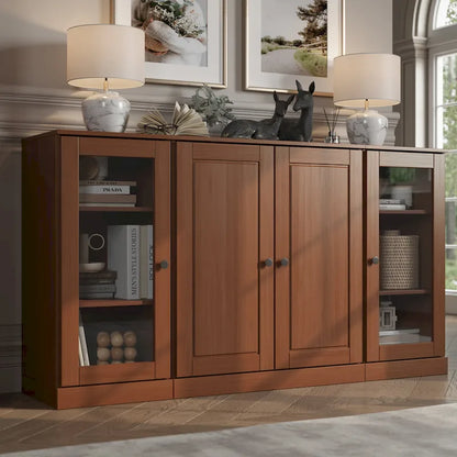 Buffet 100 % bois massif 65 avec portes en verre clair, dépoli ou en bois massif de Palace Imports