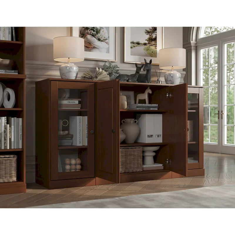 Buffet 100 % bois massif 65 avec portes en verre clair, dépoli ou en bois massif de Palace Imports