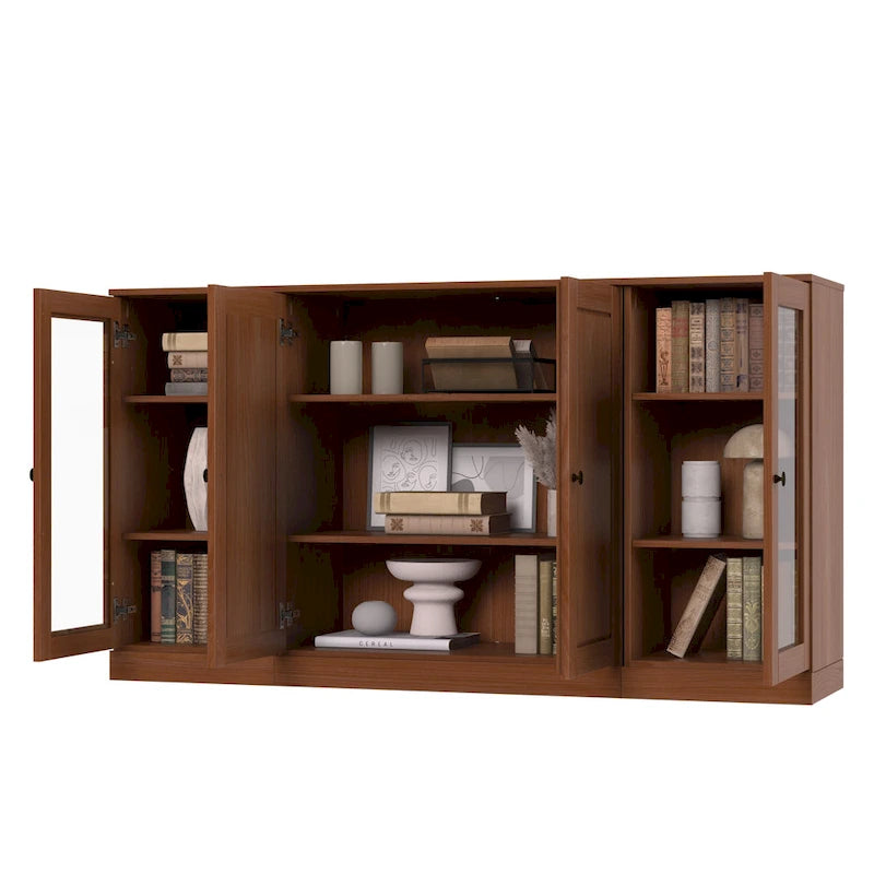 Buffet 100 % bois massif 65 avec portes en verre clair, dépoli ou en bois massif de Palace Imports