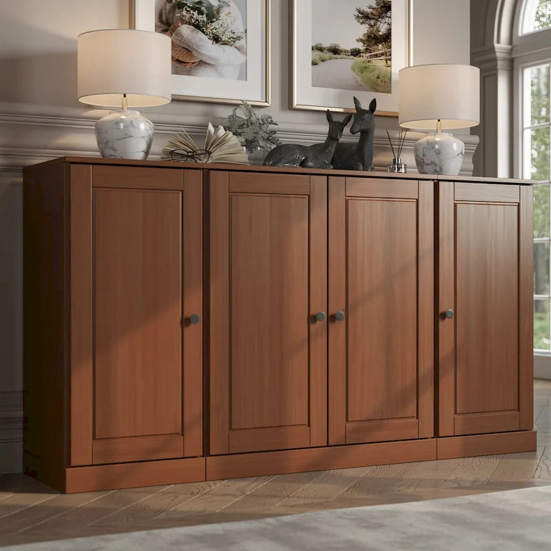 Buffet 100 % bois massif 65 avec portes en verre clair, dépoli ou en bois massif de Palace Imports