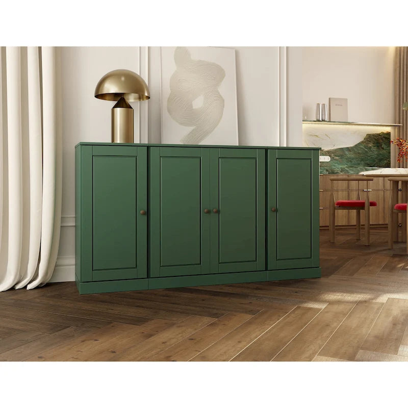 Buffet 100 % bois massif 65 avec portes en verre clair, dépoli ou en bois massif de Palace Imports