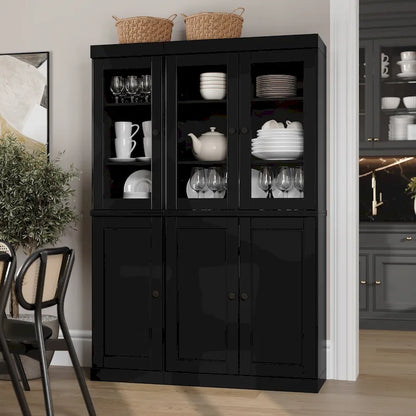 Armoire à vaisselle Palace Imports 100 % bois massif, 48,5 po, avec portes en verre opaque ou transparent et étagères réglables - 48,5 x 71,5 po