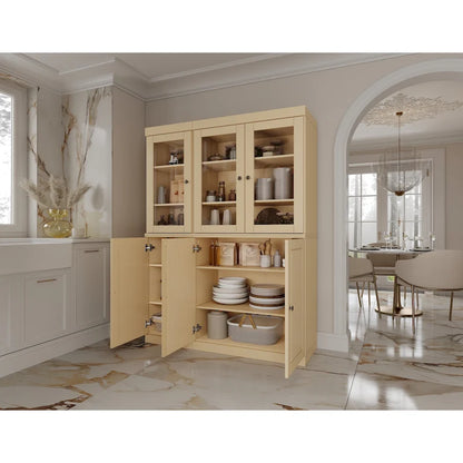 Armoire à vaisselle Palace Imports 100 % bois massif, 48,5 po, avec portes en verre opaque ou transparent et étagères réglables - 48,5 x 71,5 po