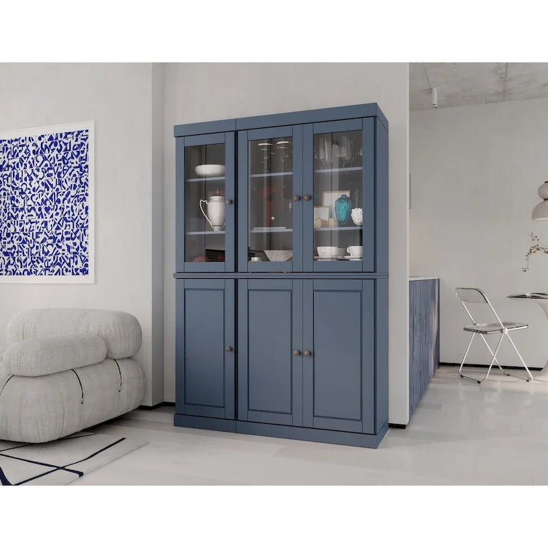 Palace Imports 100% Solid Wood 48.5 China Pantry Cabinet with Solid or Clear Glass Doors and Adjustable Shelves - 48.5 x 71.5