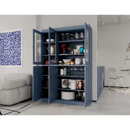 Armoire à vaisselle Palace Imports 100 % bois massif, 48,5 po, avec portes en verre opaque ou transparent et étagères réglables - 48,5 x 71,5 po