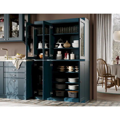 Armoire à vaisselle Palace Imports 100 % bois massif, 48,5 po, avec portes en verre opaque ou transparent et étagères réglables - 48,5 x 71,5 po