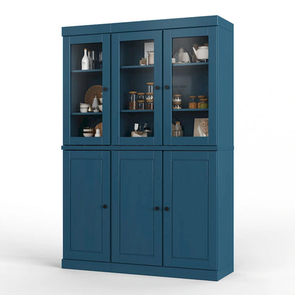 Armoire à vaisselle Palace Imports 100 % bois massif, 48,5 po, avec portes en verre opaque ou transparent et étagères réglables - 48,5 x 71,5 po