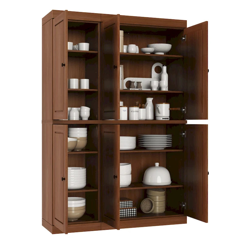 Armoire à vaisselle Palace Imports 100 % bois massif, 48,5 po, avec portes en verre opaque ou transparent et étagères réglables - 48,5 x 71,5 po