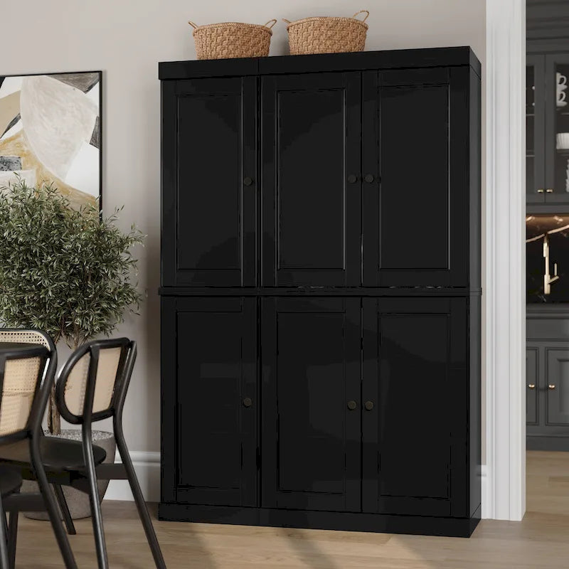 Armoire à vaisselle Palace Imports 100 % bois massif, 48,5 po, avec portes en verre opaque ou transparent et étagères réglables - 48,5 x 71,5 po