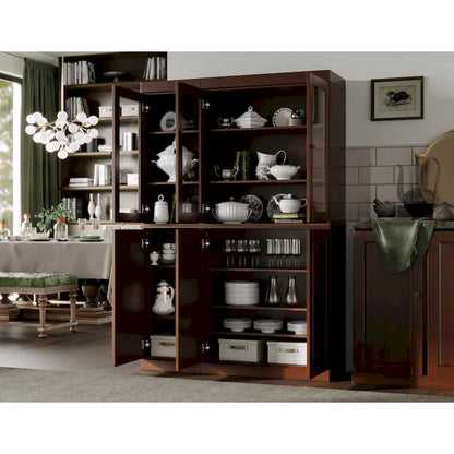 Armoire à vaisselle Palace Imports 100 % bois massif, 48,5 po, avec portes en verre opaque ou transparent et étagères réglables - 48,5 x 71,5 po