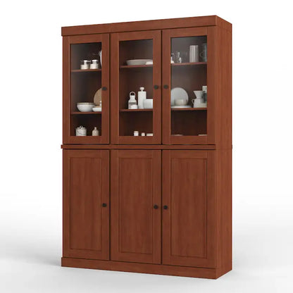 Armoire à vaisselle Palace Imports 100 % bois massif, 48,5 po, avec portes en verre opaque ou transparent et étagères réglables - 48,5 x 71,5 po