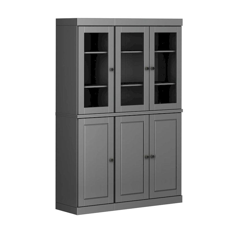 Armoire à vaisselle Palace Imports 100 % bois massif, 48,5 po, avec portes en verre opaque ou transparent et étagères réglables - 48,5 x 71,5 po