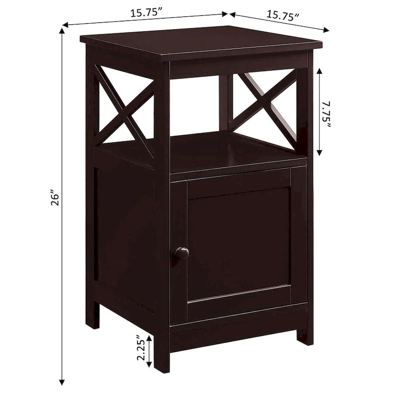 Table d'appoint Oxford de Convenience Concepts avec armoire de rangement et étagère