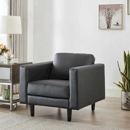 Fauteuil en cuir de vachette haut de gamme avec coussins haute densité et grand espace d'assise