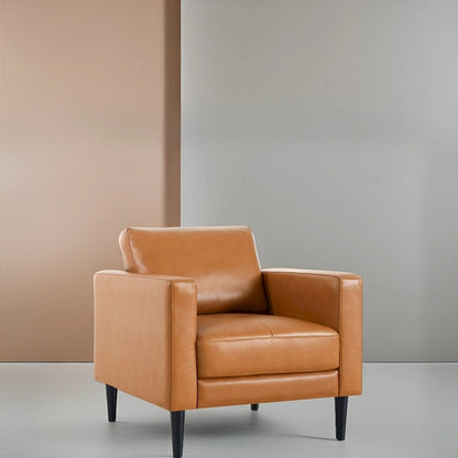 Fauteuil en cuir de vachette haut de gamme avec coussins haute densité et grand espace d'assise