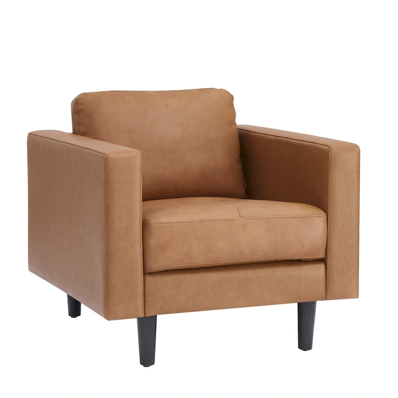 Fauteuil en cuir de vachette haut de gamme avec coussins haute densité et grand espace d'assise