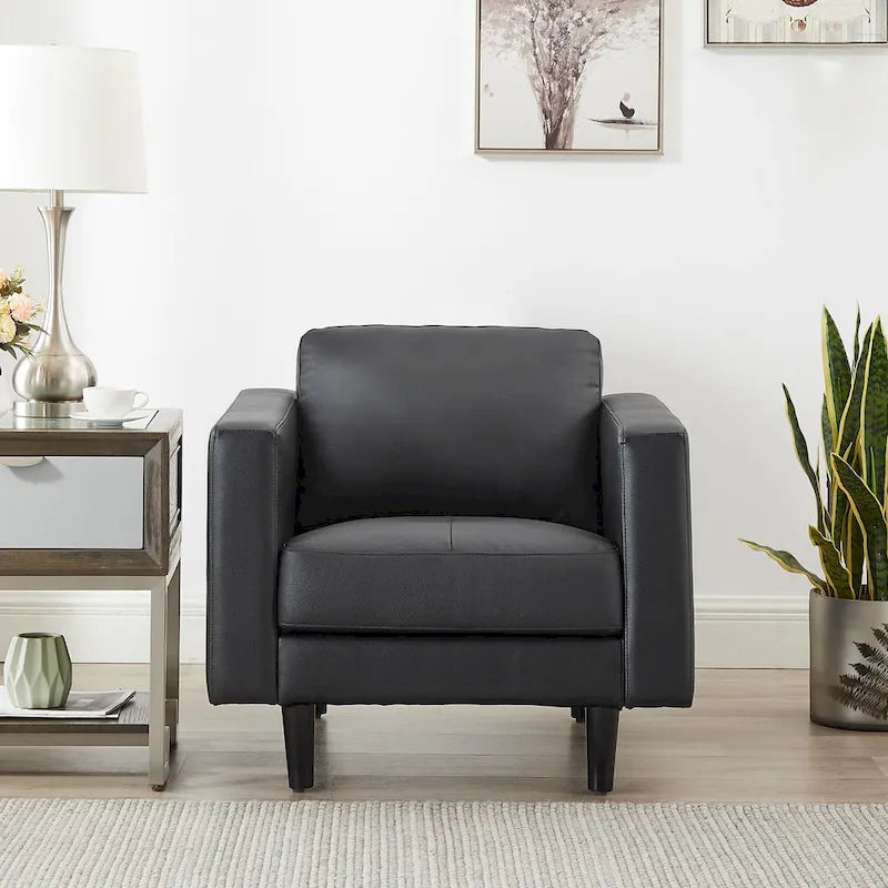 Fauteuil en cuir de vachette haut de gamme avec coussins haute densité et grand espace d'assise