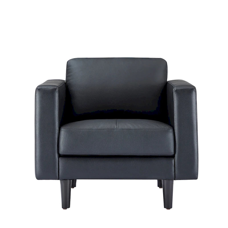 Fauteuil en cuir de vachette haut de gamme avec coussins haute densité et grand espace d'assise