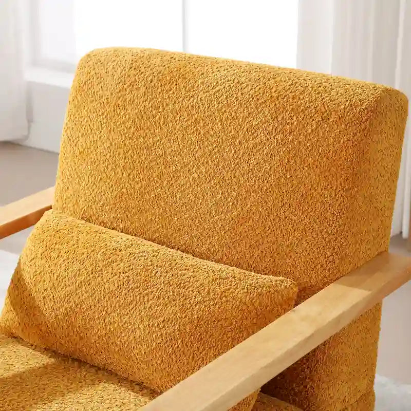 Fauteuil pivotant rembourré en bouclette style milieu du siècle avec coussin