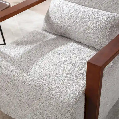 Fauteuil pivotant rembourré en bouclette style milieu du siècle avec coussin