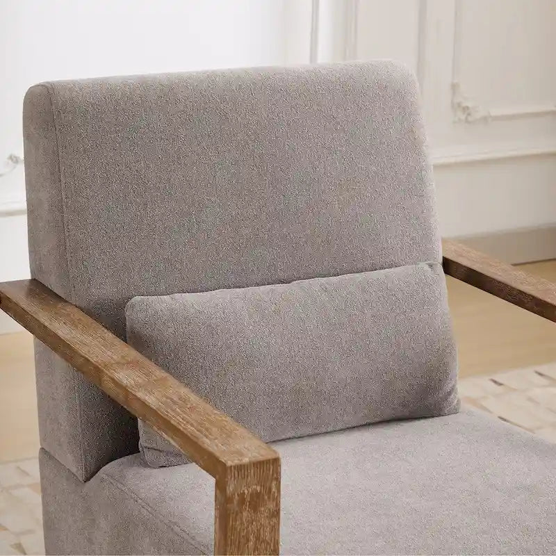 Fauteuil pivotant rembourré en bouclette style milieu du siècle avec coussin