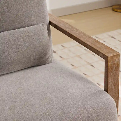 Fauteuil pivotant rembourré en bouclette style milieu du siècle avec coussin