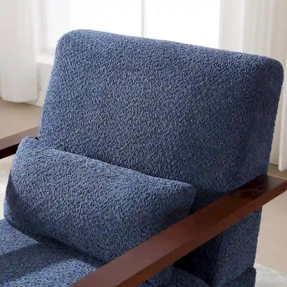 Fauteuil pivotant rembourré en bouclette style milieu du siècle avec coussin