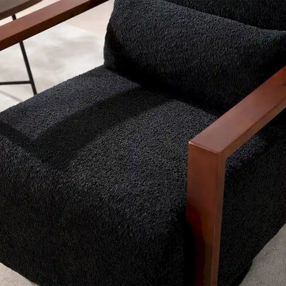 Fauteuil pivotant rembourré en bouclette style milieu du siècle avec coussin