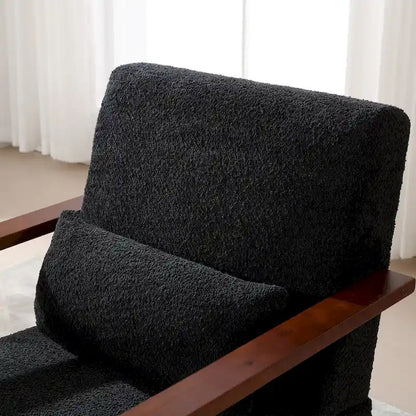 Fauteuil pivotant rembourré en bouclette style milieu du siècle avec coussin