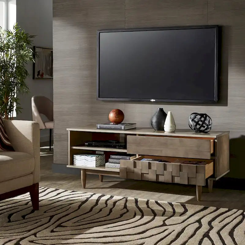 Meuble TV Kieran en bois style Mid-Century à 2 tiroirs par iNSPIRE Q Modern - 150 cm