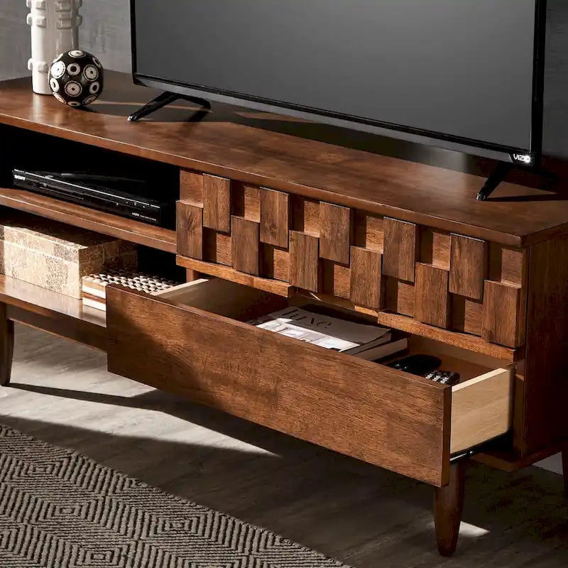 Meuble TV Kieran en bois style Mid-Century à 2 tiroirs par iNSPIRE Q Modern - 150 cm