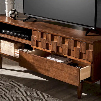 Meuble TV Kieran en bois style Mid-Century à 2 tiroirs par iNSPIRE Q Modern - 150 cm