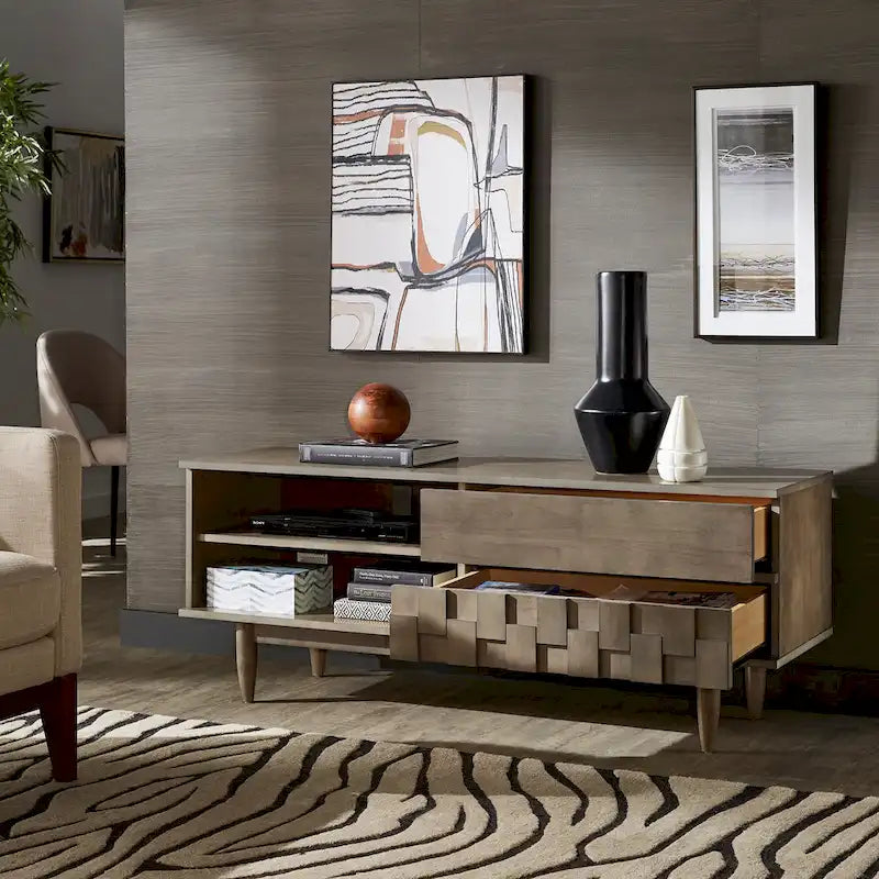 Meuble TV Kieran en bois style Mid-Century à 2 tiroirs par iNSPIRE Q Modern - 150 cm