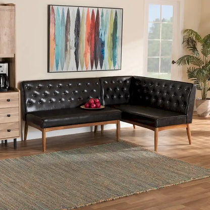 Riordan Mid-Century Modern 2-Piece Dining Nook Banquette Set