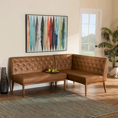 Ensemble banquette de coin repas 2 pièces Riordan style moderne du milieu du siècle