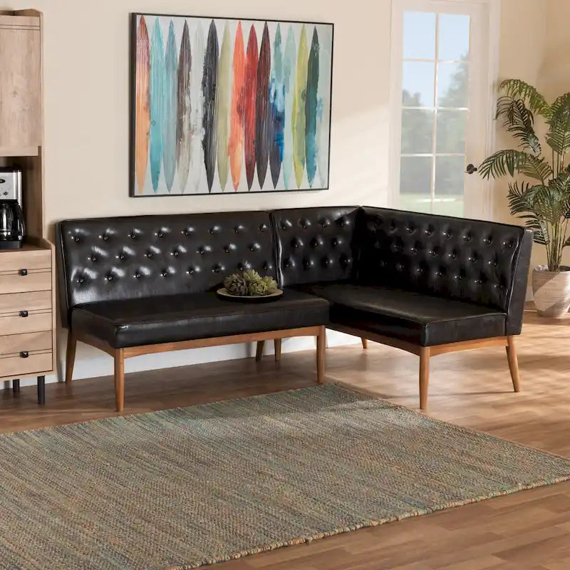 Ensemble banquette de coin repas 2 pièces Riordan style moderne du milieu du siècle