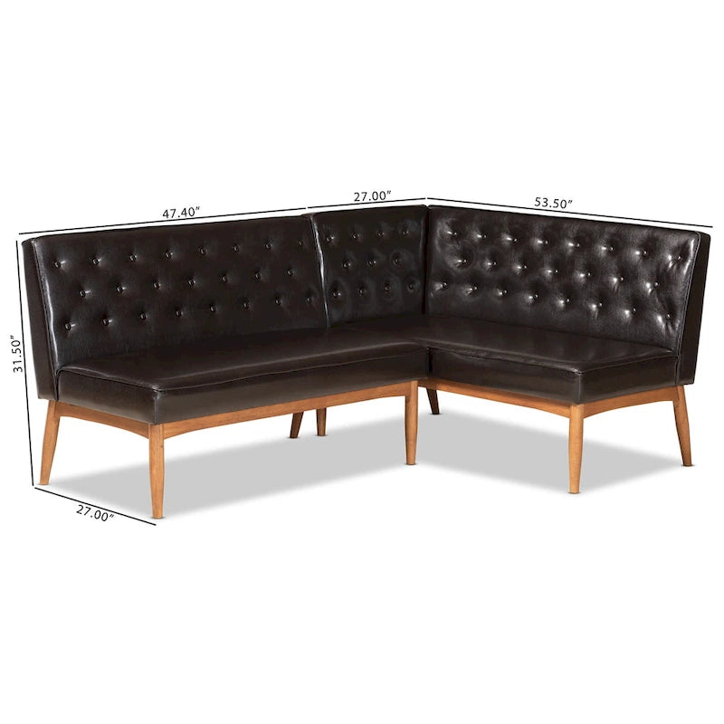 Ensemble banquette de coin repas 2 pièces Riordan style moderne du milieu du siècle