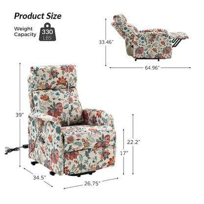 Fauteuil inclinable électrique Elisa avec télécommande et base en métal