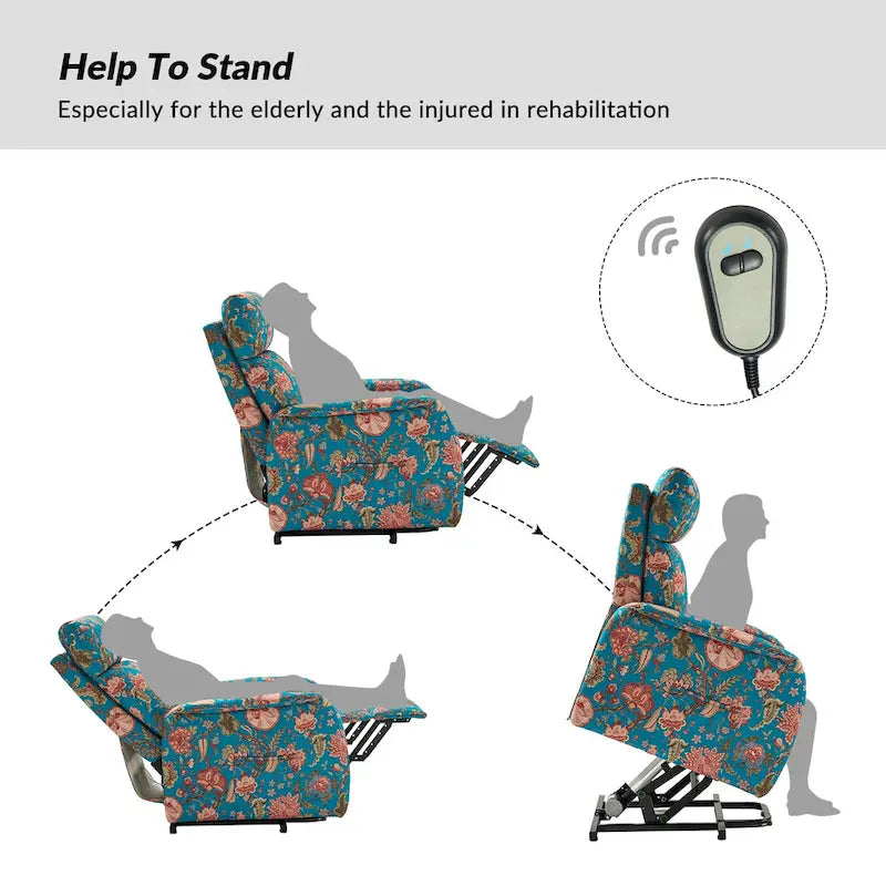 Fauteuil inclinable électrique Elisa avec télécommande et base en métal