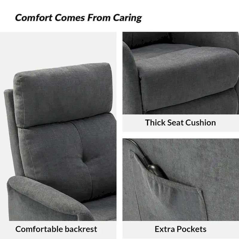 Fauteuil inclinable électrique Elisa avec télécommande et base en métal