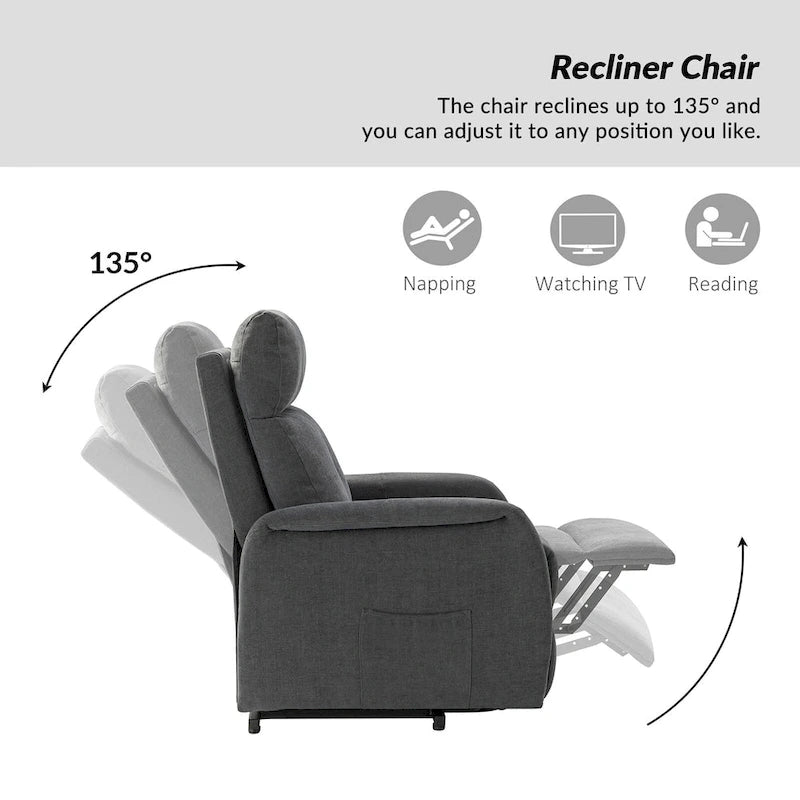 Fauteuil inclinable électrique Elisa avec télécommande et base en métal