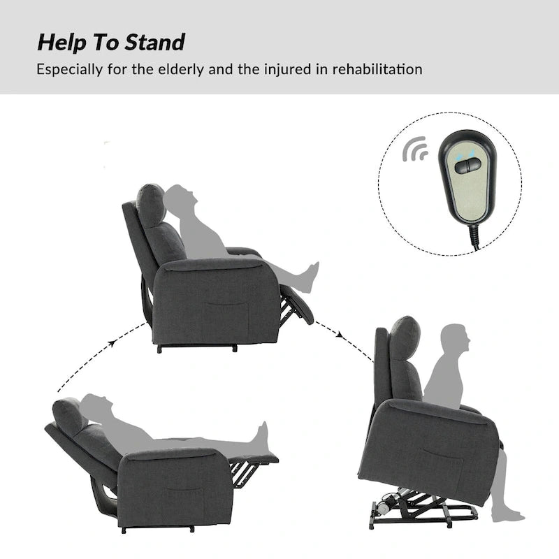 Fauteuil inclinable électrique Elisa avec télécommande et base en métal