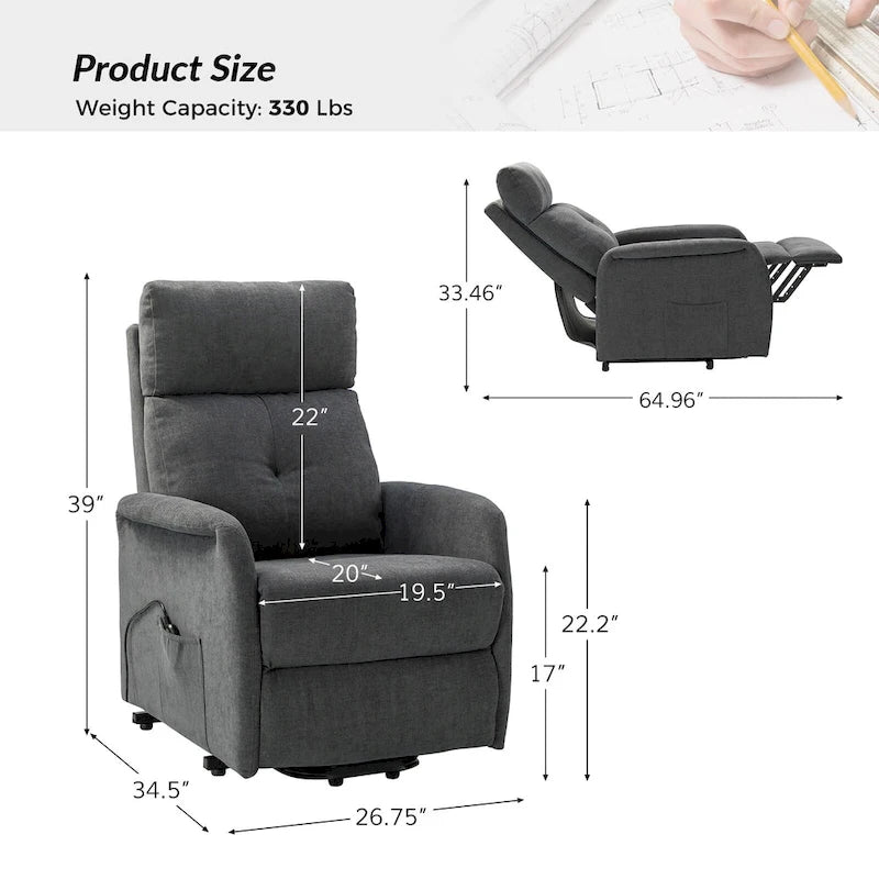 Fauteuil inclinable électrique Elisa avec télécommande et base en métal