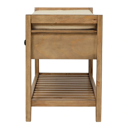 Banc de rangement d'entrée avec assise rembourrée et tiroirs - 39 cm (L) x 14 cm (l) x 19,8 cm (H)