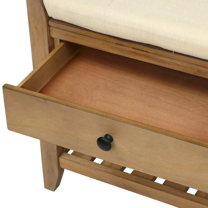Banc de rangement d'entrée avec assise rembourrée et tiroirs - 39 cm (L) x 14 cm (l) x 19,8 cm (H)