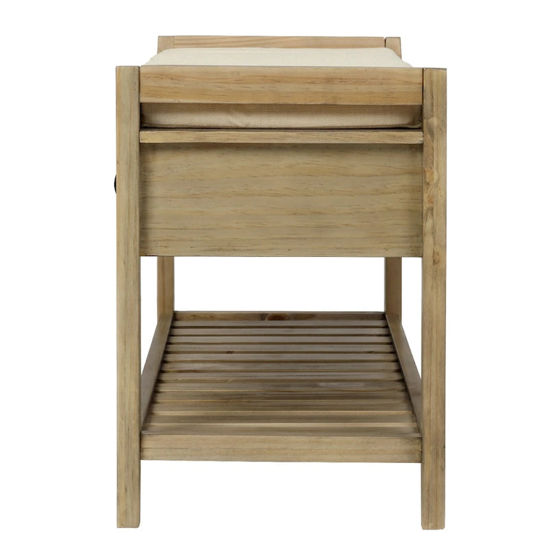 Banc de rangement d'entrée avec assise rembourrée et tiroirs - 39 cm (L) x 14 cm (l) x 19,8 cm (H)